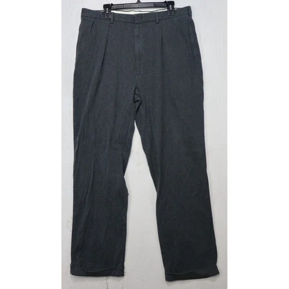 Mens Vintage Polo Ralph Lauren Gray Pleated Dress Pants Slacks Size 38x34 Cotton