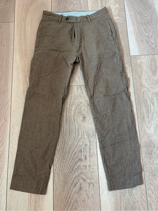 Brooks Brothers Regular Fit Herringbone Chino Pants Brown Taupe 32x32