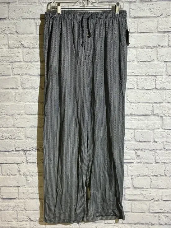 Croft & Barrow Men’s Large Lounge Pants NWT Black Herringbone Cotton Drawstring