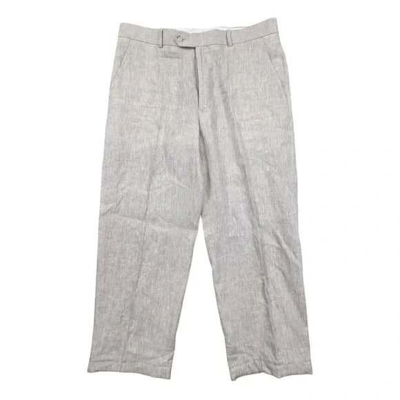 Haspel Mitch 100% Linen Dress Pants Tan Summer Trousers Mens 36x28