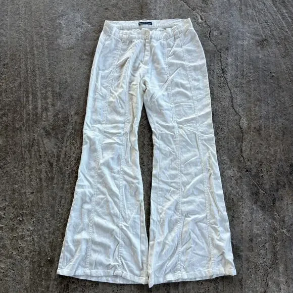 Brandy Melville White Cotton Flared Parachute Bootcut 28x30 White 00s