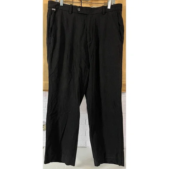 Tommy Bahama Trousers Mens 34x30 Black Silk Cotton Herringbone Dress Pants