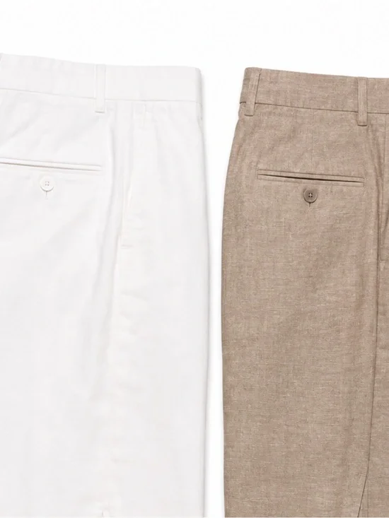(2) Joseph Abboud Linen-Blend Dress Pants, slim-fit, WHITE & TAN 42x32