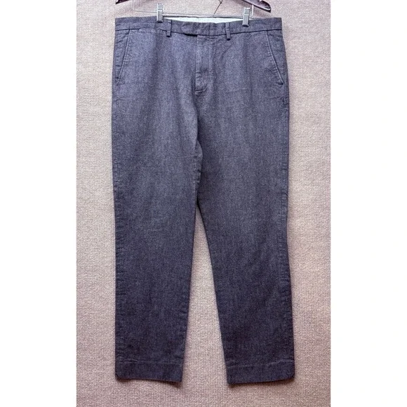 J.Crew Bowery Slim Dress Pants Mens 37x31 Gray Heather Flat Front Trousers