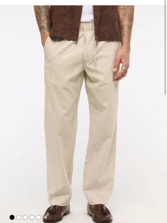 NWOT Men’s Abercrombie & Fitch Cream Loose Linen Trousers M