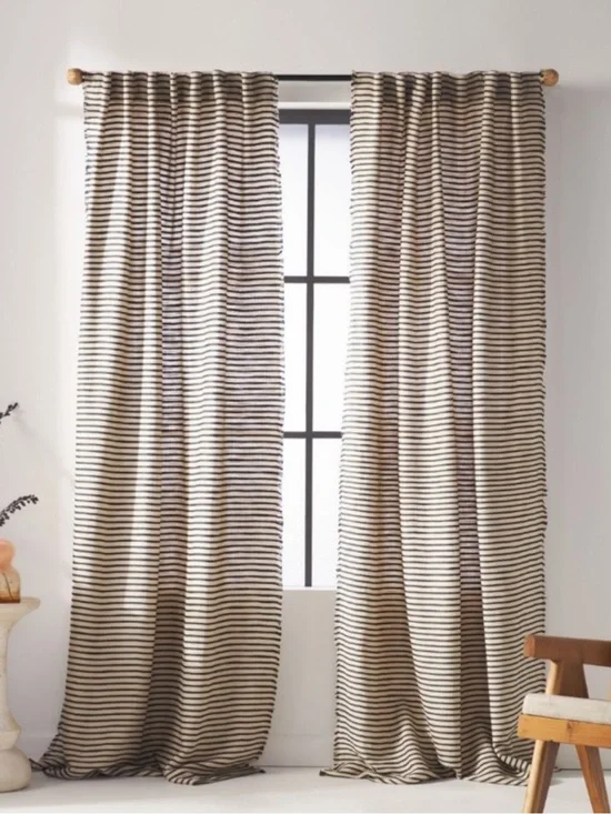 Anthropologie 96” Luxe Linen Blend Woven Curtain