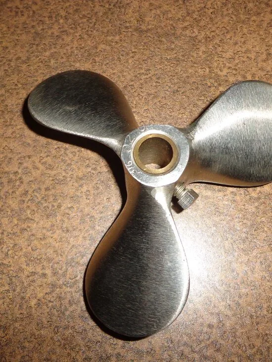 Vintage Stainless Steel 3-Bladed Boat Propeller Stamped 316 02 0 (?)