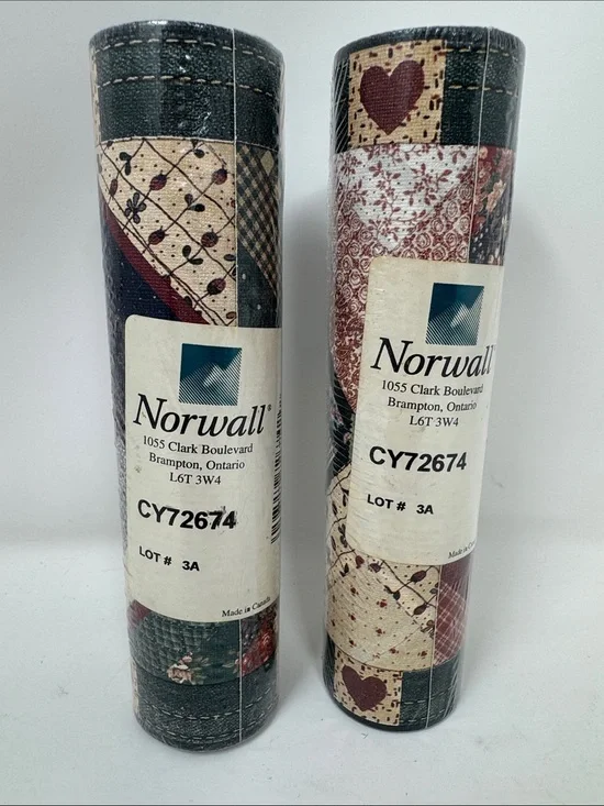 NORWALL PREPASTED WALL BORDER WALLPAPER LOT OF 2 HEART COTTAGECORE FARM