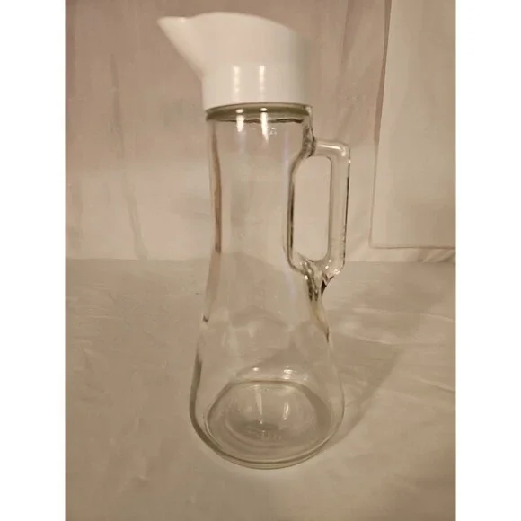 Vintage Glass Jug with Plastic Screw Lid and glass handle 10