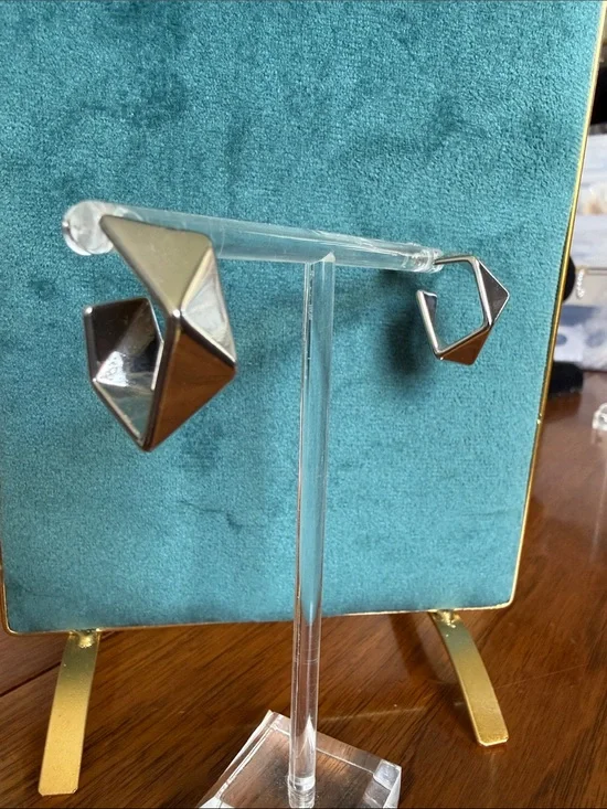 Silver Geometric Hoop Earrings