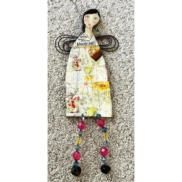 Demdaco? Hanging Angel Wall Plaque Roberts Beads Wire Blooming Grow Trust Change