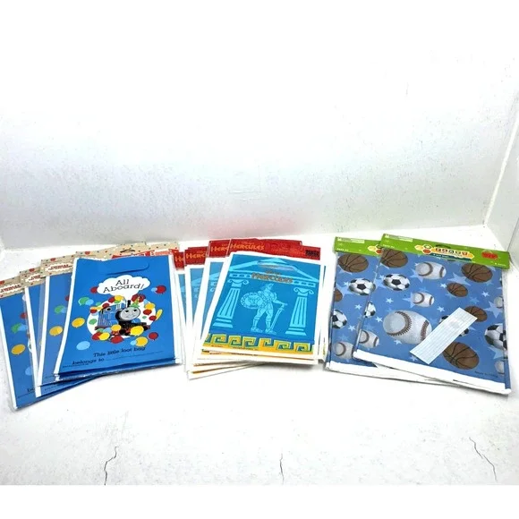 Vtg Lot of 123 Party Treat Favors Bags Thomas‎ The Tank Disney Hercules Baseball