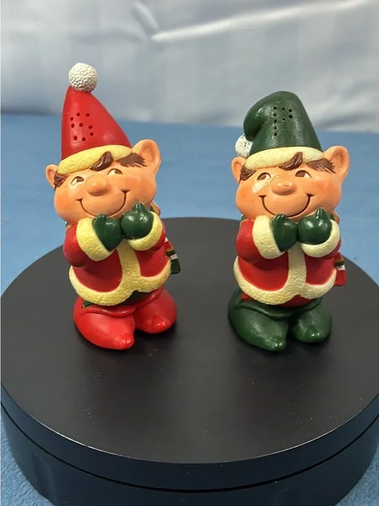 Hallmark Elf Salt & Pepper Shakers - Red and Green