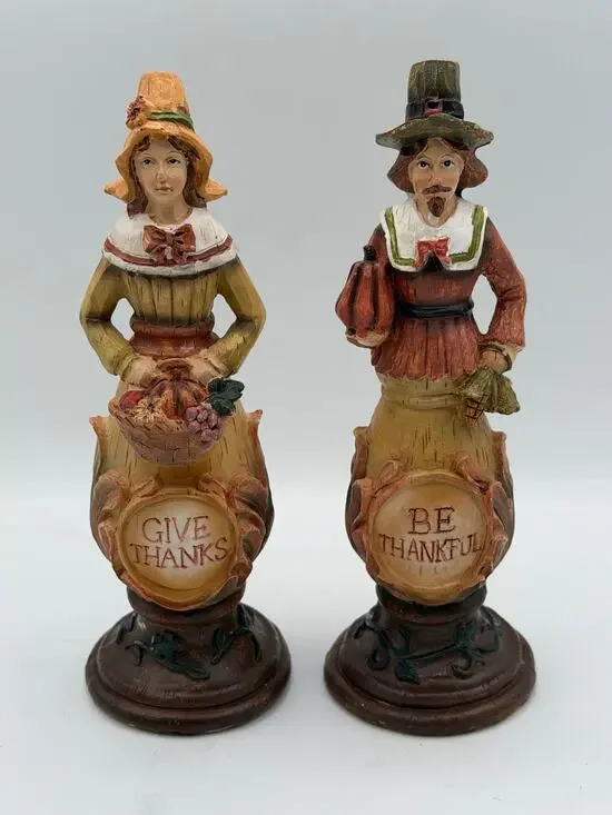 Fall Thanksgiving Pilgrim Couple Figurines 