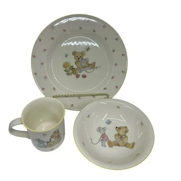 Teddy by Mikasa CC018‎ Fine 3-Piece Child’s Place Setting – Plate, Bowl & Mug