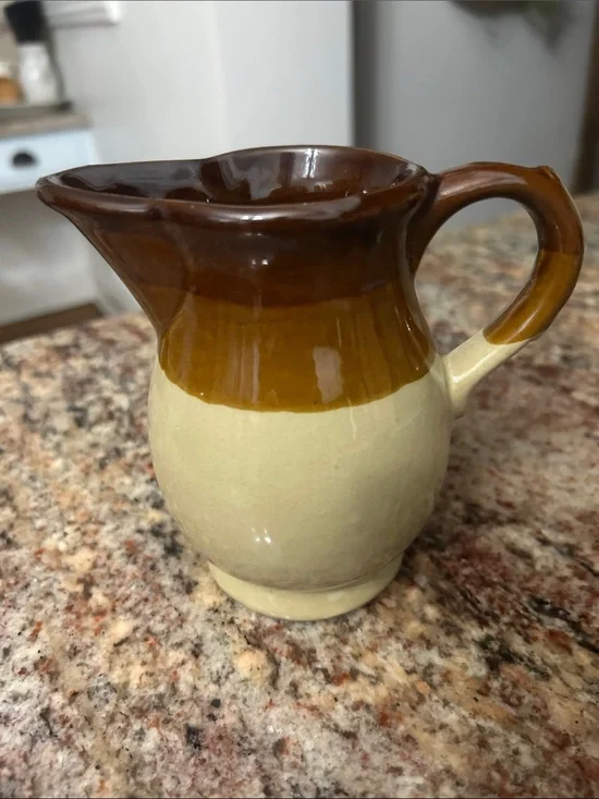Vintage Stoneware Brown Two-Piece Creamer and Sugar Set