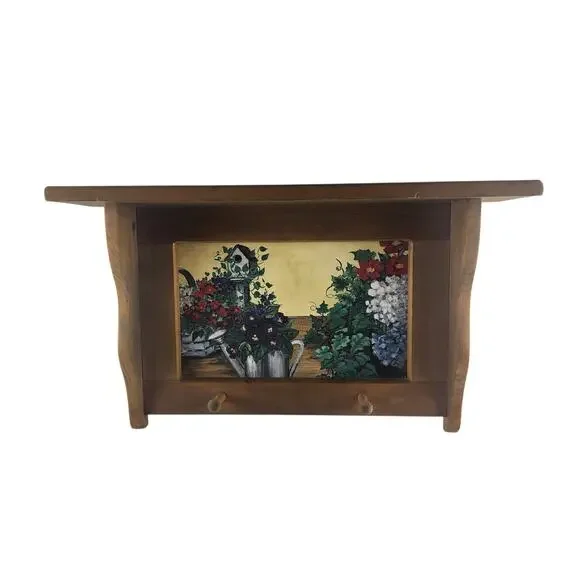 Wooden Shelf Still Life Garden Scene 2-Hanging Hocks Vintage