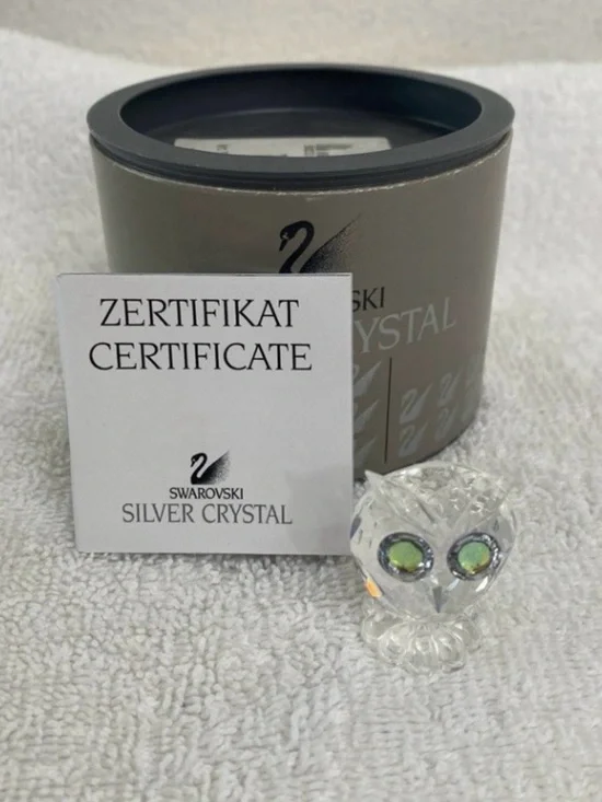 Authentic Retired Swarovski Owl Mini Feathered Crystal With Box #7654NR038000