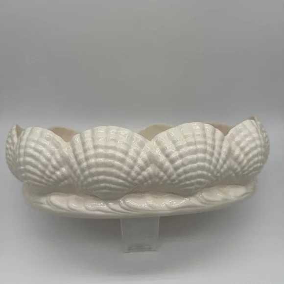Vtg Atlantic Mold Clamshell Centerpiece Bowl Scalloped Coastal Chic Mermaidcore