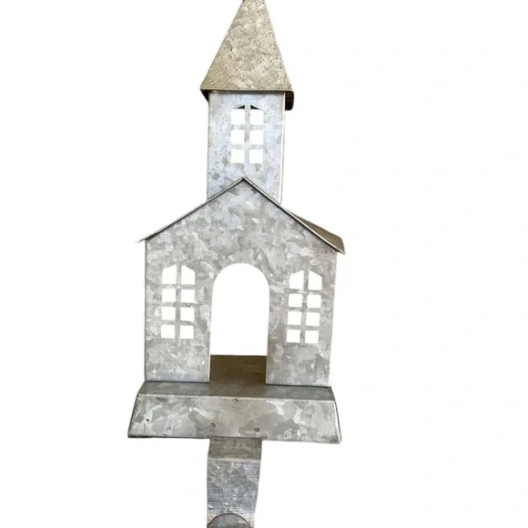 Williams Sonoma 2019 Silver Galvanized Christmas Church Holiday Stocking Hanger