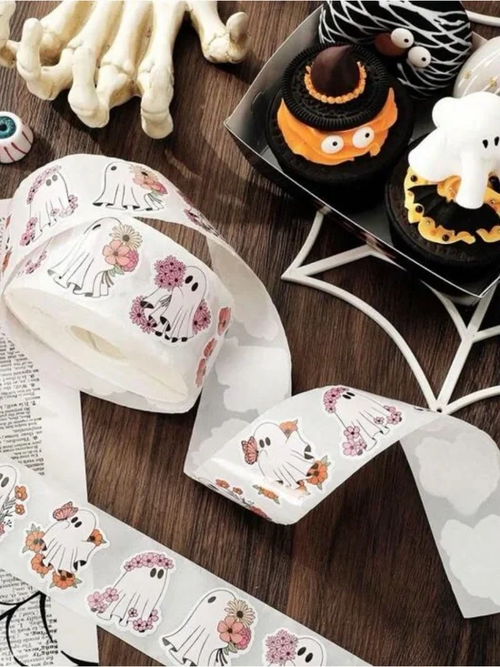 500 Floral Ghost Stickers