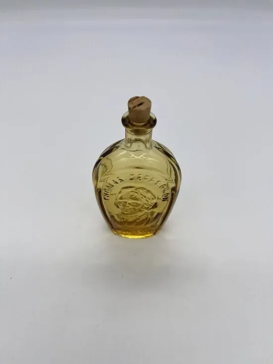 Vintage Miniature Wheaton Amber Glass Thomas Jefferson Bitters Corked Bottle