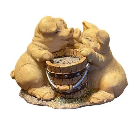 Pigs Over a Bucket by Russ Berrie 1987 Resin #14138 2