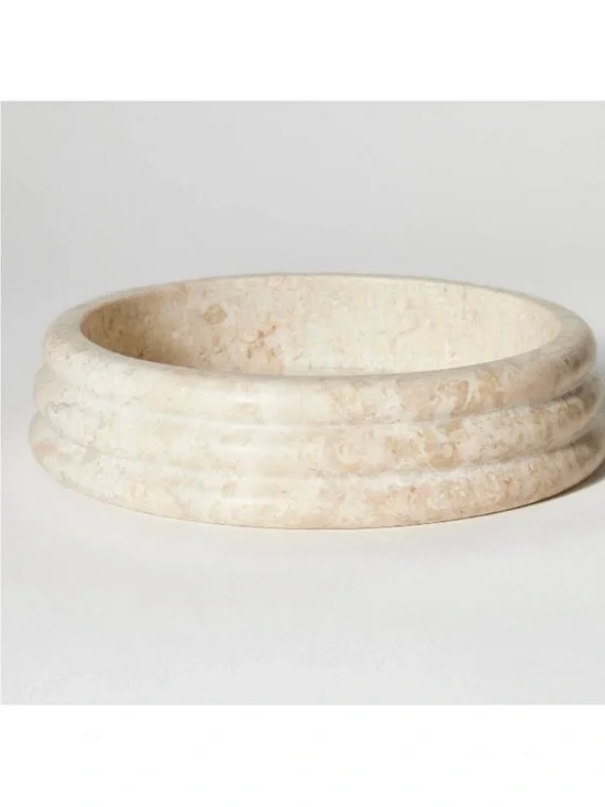 Studio McGee Threshold Round Marble Bowl Tray Beige Cream BRAND NEW