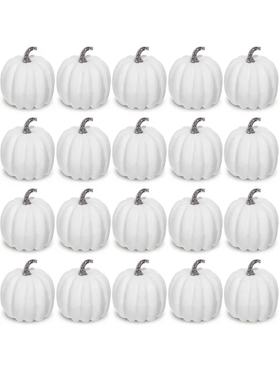 20 Pcs White Foam Artificial Pumpkins for Fall Harvest Decor - Autumn Home