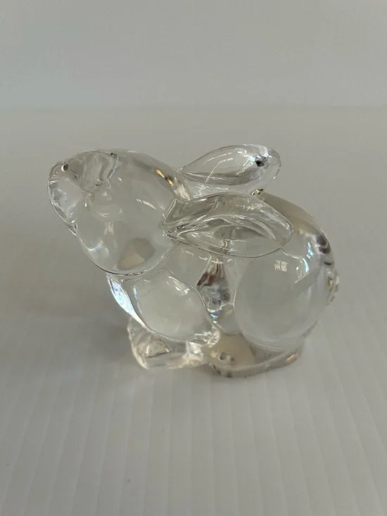 Y2K Clear Small Glass Bunny Figurine Farmhouse Cottagecore Collectible Darling
