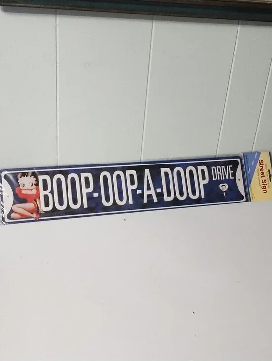 New Betty Boop Blue 'Boop-Oop-A-Doop' Decorative Metal Street Sign