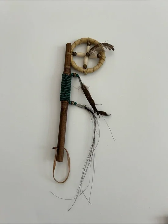 Vintage Native American Prayer Talking Spirit Stick Medicine Wheel Handmade 7”
