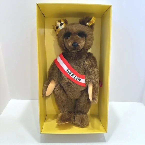 Steiff‎ Berlin Bear 1985 Mohair 24K Gold Plated Crown 0251/34 West Germany Boxed