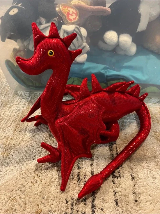 Plush bean bag dragon red z31