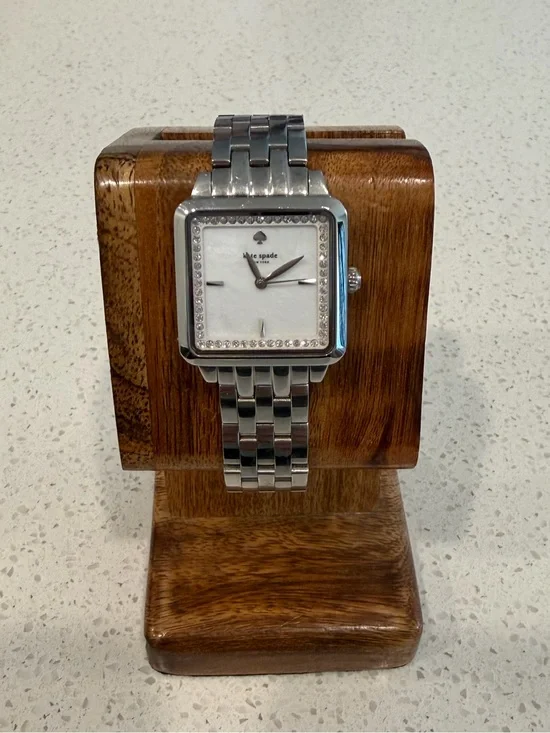 kate spade Square Crystal-Trim Stainless Steel Watch