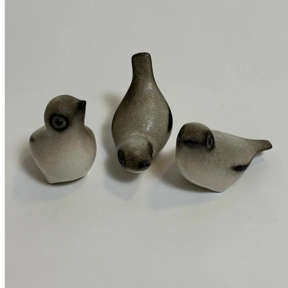 Howard Pierce Ceramic Bird Figurines – Set of 3 – Mid‑Century Modern 3.5