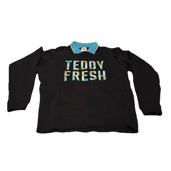 Teddy Fresh x Care Bears Collared Sweatshirt‎ Women's Medium Black Embroidered