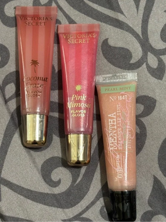 Victoria's Secret (2) BB Works (1) Trio Lip Glosses - Pink, Rose & Peachy Nude