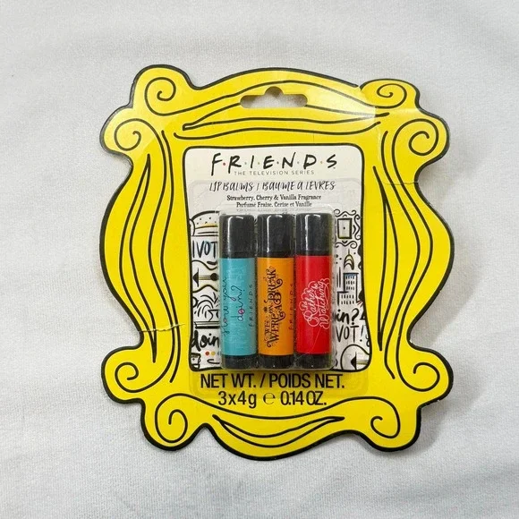 Friends TV Show Lip Balm Trio Set Strawberry Cherry Vanilla Paladone Beauty New
