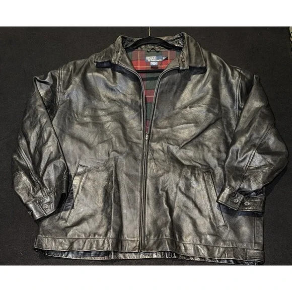 Polo Ralph Lauren 100% Genuine Leather Christmas Plaid Lining Mens XXL
