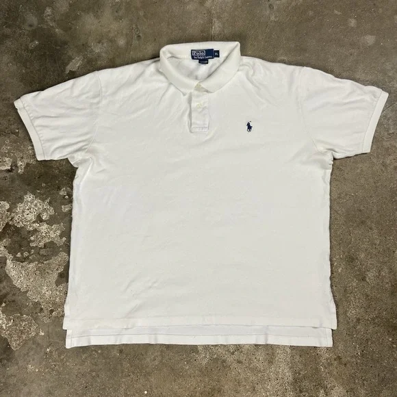 Polo Ralph Lauren Polo Shirt Size XL White Regular‎ Fit Casual Navy Pony Logo