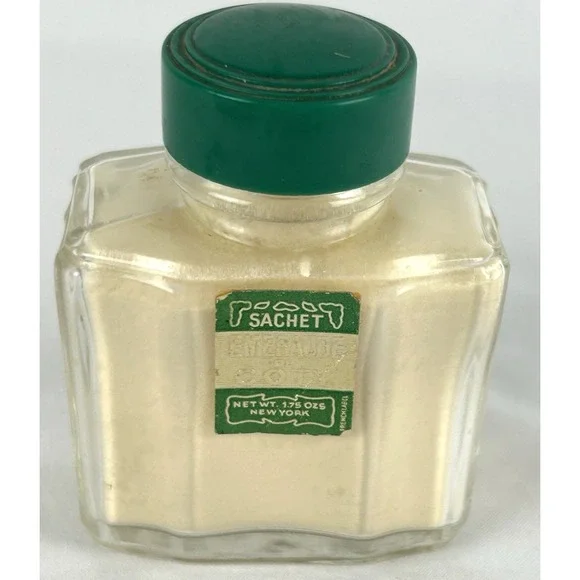 Vintage Emeraude De Coty Sachet Talc 1.75 Oz Full Bottle New York Art Deco