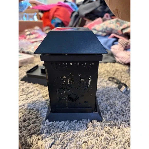 2 Pack Solar Outdoor Lanterns Hummingbird Sunflower Garden Pathway Lights Black