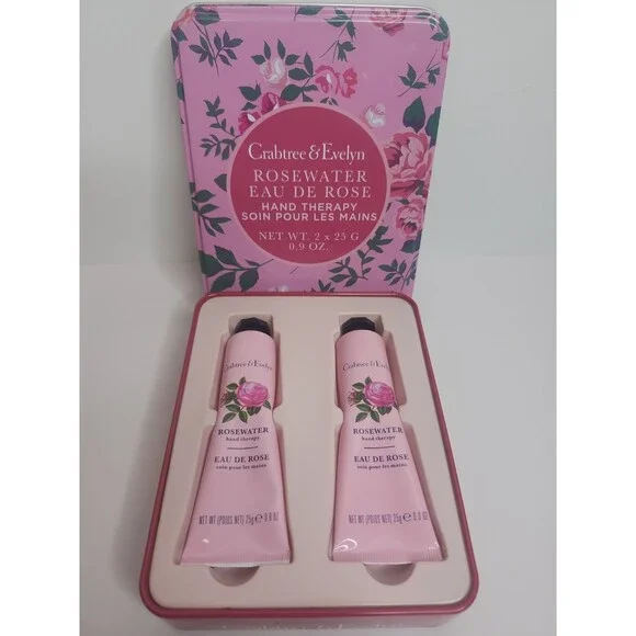 Set Of 2 CRABTREE & EVELYN Rosewater Ultra-Moisturising Hand Therapy 0.9 oz ea