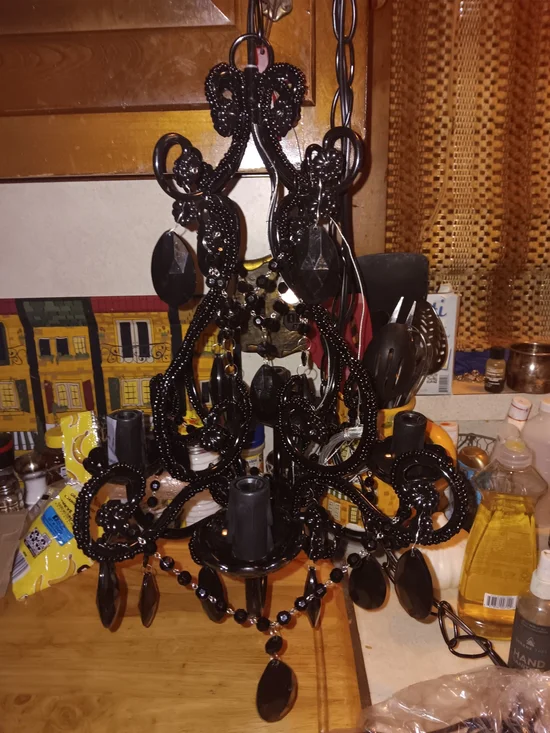 Black Beaded Mini Chandelier