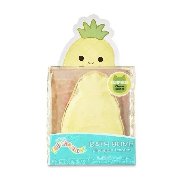 1x Squishmallows Bath Bomb - Pineapple Scented w/Surprise Charm Inside - 5.29 Oz