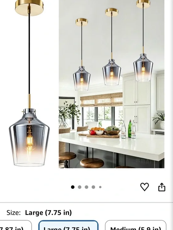 Smoked Amber Glass Pendant Lantern with Gold Canopy - Set of 2