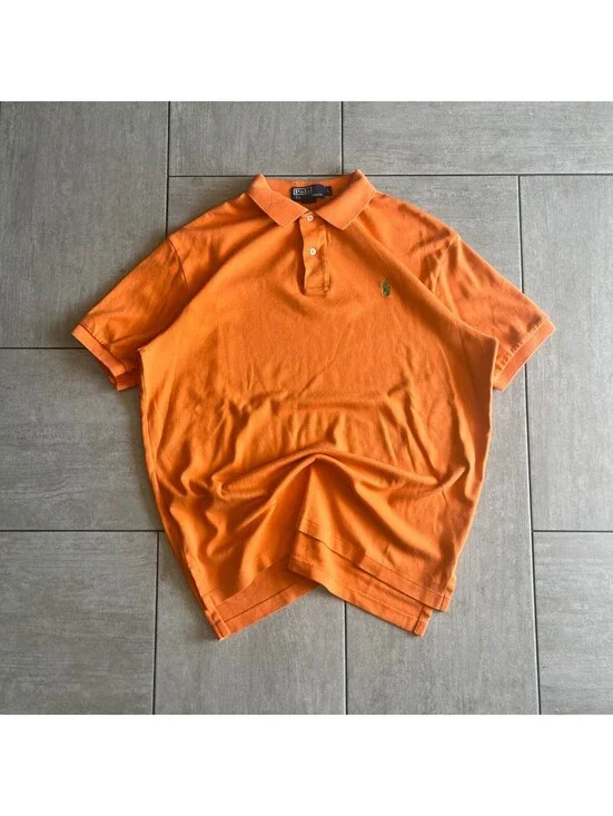 Polo Ralph Lauren Orange Short Sleeve Pony Logo Cotton Shirt