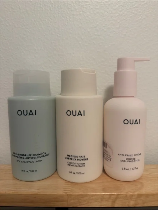 QUAI Bundle Anti-Dandruff Shampoo, Medium Hair Conditioner, & Anti-Frizz Crème