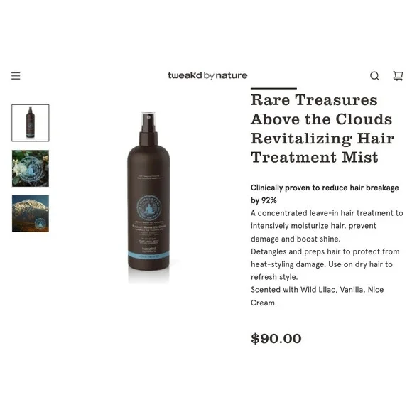 Tweak'd by Nature Rhassoul‎ Above The Clouds Hair Treatment Mist + Pump 16 fl oz